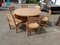 Danish Pitch Pine Chairs and Large Extendable Table by Tage Poulsen for GM Möbler, Set of 7, Image 1