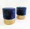 Stools in Brass and Velvet, Italy, Set of 2 1
