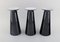 Austrian Black Art Glass Beatrice and Nora Vases by Stölzle-Oberglas, Set of 3 2