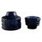 Blaue Vase und Schale aus Kunstglas von Göke Augustsson für Ruda, 2er Set 1