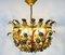 Lámpara colgante alemana en forma de gavilla de trigo dorada de Hans Kögl, años 70, Imagen 7