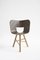 Silla Tria de madera en negro y marfil con asiento a rayas de Colé Italia. Juego de 4, Imagen 4