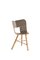 Sedia a tre gambe in legno avorio e nero con seduta a righe di Colé Italia, set di 4, Immagine 3