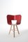 Sedia a tre gambe in denim e legno rosso di Colé Italia, set di 2, Immagine 3