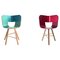 Denim & amp; 3 Beine und Roter Tria Holz Stuhl mit 4 Beinen von Colé Italia, 2er Set 1
