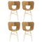 Natural Oak Seat Tria Gold 4 Legs Chair by Colé Italia, Set of 4, Image 1