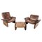 Vintage DS50 Leather Lounge Chairs and Ottoman from De Sede, 1970s, Set of 3, Image 1