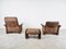 Vintage DS50 Leather Lounge Chairs and Ottoman from De Sede, 1970s, Set of 3 7
