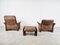 Vintage DS50 Leather Lounge Chairs and Ottoman from De Sede, 1970s, Set of 3, Image 7