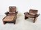 Vintage DS50 Leather Lounge Chairs and Ottoman from De Sede, 1970s, Set of 3 3