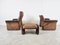 Vintage DS50 Leather Lounge Chairs and Ottoman from De Sede, 1970s, Set of 3, Image 8