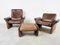 Vintage DS50 Leather Lounge Chairs and Ottoman from De Sede, 1970s, Set of 3 5