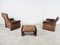 Vintage DS50 Leather Lounge Chairs and Ottoman from De Sede, 1970s, Set of 3, Image 6