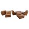 Vintage Modular Sofa in Brown Leather, 1970s, Set of 5 1