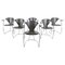 Vintage Grey Leather Dining Chairs from Arrben, 1980s, Set of 6, Image 1