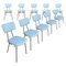 Italian Chairs in Blue Leatherette and Metalic Structure by Luigi Scremin, 1950, Set of 10, Image 1