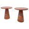 Contemporary Italian Side Tables in Red Travertine, Set of 2 1