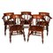 Antique Victorian Captains Chairs in Elm, 1870, Set of 5 1