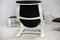 Swedish Black Leather and Cream Lacquered Wood Armchairs and Ottomans, 1975, Set of 4, Image 18