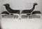 Swedish Black Leather and Cream Lacquered Wood Armchairs and Ottomans, 1975, Set of 4, Image 24