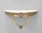 Wall-Mounted Brass Demilune Console Table with Portuguese Pink Marble Top, Italy 1
