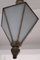 Art Deco Ceiling Lamp with Hexagonal Bluish Tinted Relief Glass Shade, Nickel Mount & Nickel Chain, 1930s, Image 6