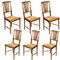 Chiavarine Chairs in Walnut with Straw Seat by Gaetano Descalzi, 1960s, Set of 6 1