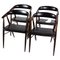 Rosewood Black Leather Dining Chairs, Set of 4 1