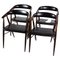 Rosewood Black Leather Dining Chairs, Set of 4, Image 1