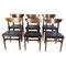 Danish Design Black Leather Rosewood Dining Table Chairs, Set of 6, Image 1