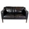 Black Leather Two-Seater Sofa from Stouby Møbelfabrik 1