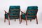 Mid-Century Brown and Green Beech Armchairs by Jan Vaněk, 1940s, Set of 2 4