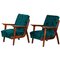 Mid-Century Brown and Green Beech Armchairs by Jan Vaněk, 1940s, Set of 2 1