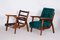 Mid-Century Brown and Green Beech Armchairs by Jan Vaněk, 1940s, Set of 2 3