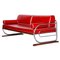 Bauhaus Red Tubular Chromed Steel Sofa by Robert Slezák, 1930s 1