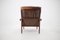 Swedish Leather Lounge Chair and Stool from Göte Möble, 1970s, Set of 2 3