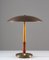 Lámpara de mesa sueca Mid-Century de caoba y cuero de Böhlmarks, Imagen 2