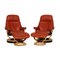 Brown Sunrise Leather Lounge Chair Set with Relax Function Incl. Footstool from Stressless, Set of 2 1