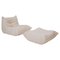 White Bouclé Togo Armchair & Footstool by Michel Ducaroy for Ligne Roset, Set of 2 1