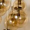 Messing Kaskade Deckenlampe mit sieben mundgeblasenen Kugeln von Glashütte Limburg 6