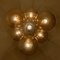 Messing Kaskade Deckenlampe mit sieben mundgeblasenen Kugeln von Glashütte Limburg 2