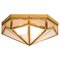 Octagonal Brass Glass Ceiling Light from Glashütte Limburg, 1970s 4