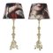 Lampes Bougeoirs en Bronze Doré, Set de 2 1