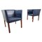 Blue Leather Armchairs from Durlet, 1990s, Set of 2 1