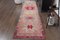 Turkish Handmade Wool Oushak Runner Rug in Pink & Gold 1