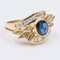 Vintage Yellow Gold Ring with Central Sapphire and Diamonds, 1970s 2