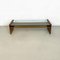 Mid-Century Italian Wood and Green Glass Coffee Table with 2 Tiers, 1960s 4