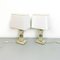 Italian Mid-Century Modern Steel and Travertine Table Lamps, 1970s, Set of 2, Image 2