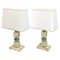 Italian Mid-Century Modern Steel and Travertine Table Lamps, 1970s, Set of 2 1