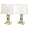 Italian Mid-Century Modern Steel and Travertine Table Lamps, 1970s, Set of 2, Image 1